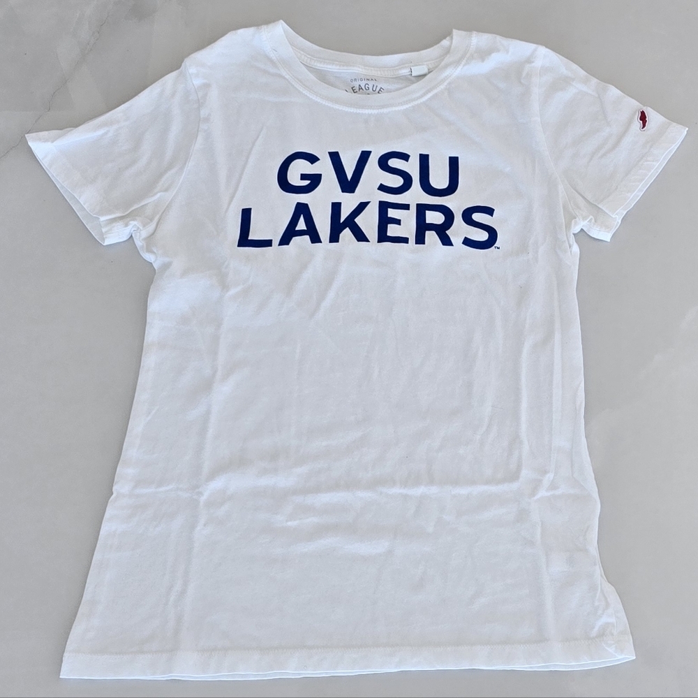 GVSU Lakers T-Shirt - White and Blue - Size Small